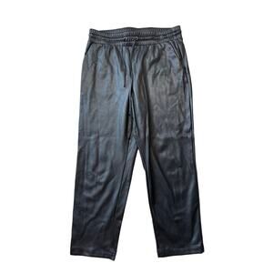 LOFT Black Faux Leather Black Pants, Women's  Large; Stretchy material